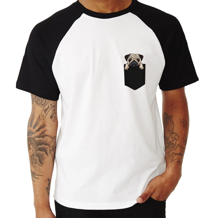 Camiseta Raglan PUG de Bolso