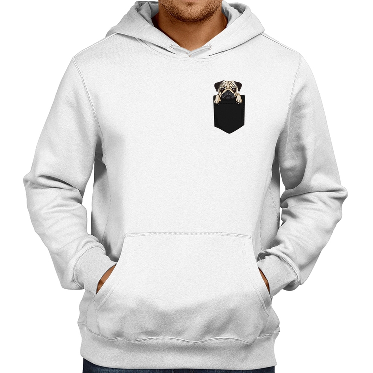 Moletom PUG de Bolso - Branco