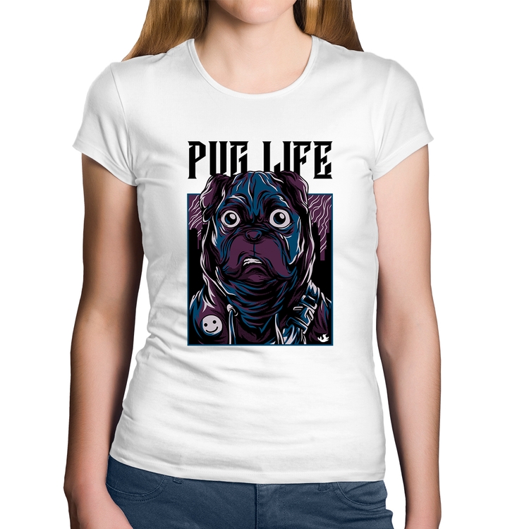 Baby Look Algodão Pug Life - Branca