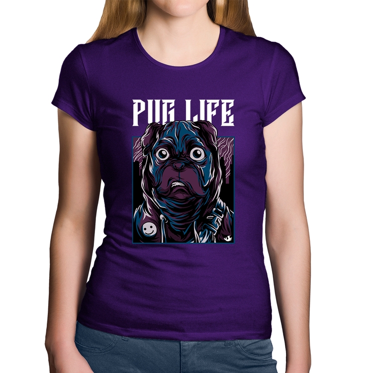 Baby Look Algodão Pug Life - Roxa