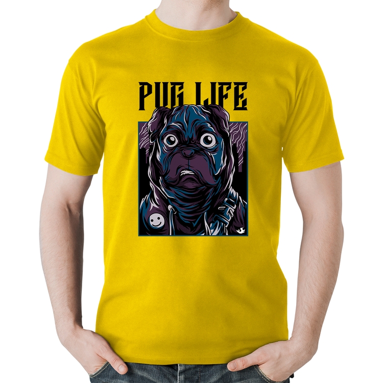 Camiseta Algodão Pug Life - Amarela