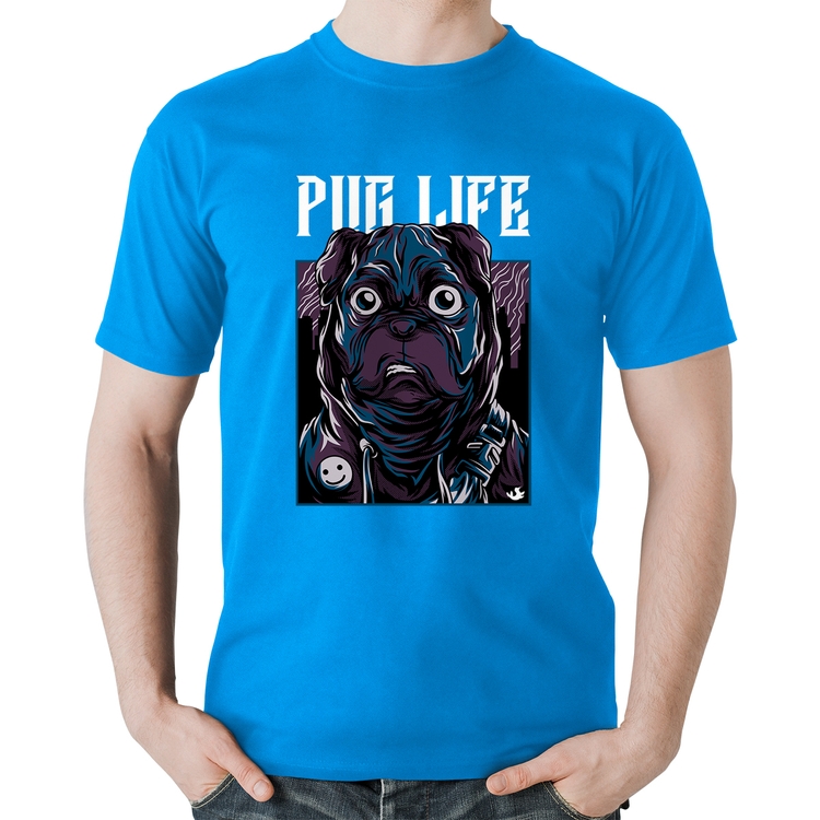 Camiseta Algodão Pug Life - Azul