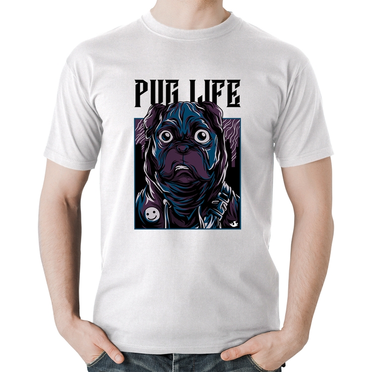 Camiseta Algodão Pug Life - Branca