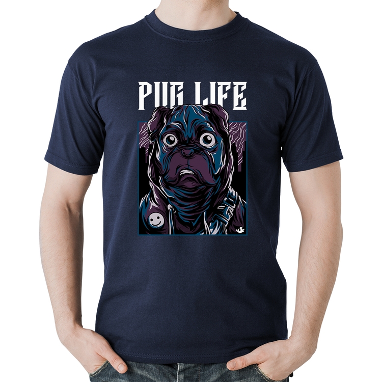 Camiseta Algodão Pug Life - Marinho