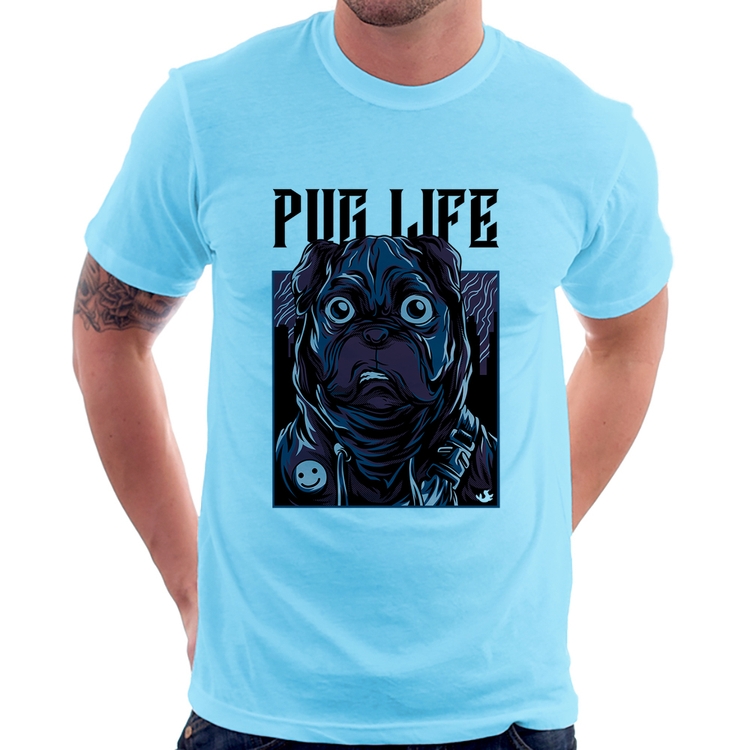 Camiseta Pug Life - Azul Bebê