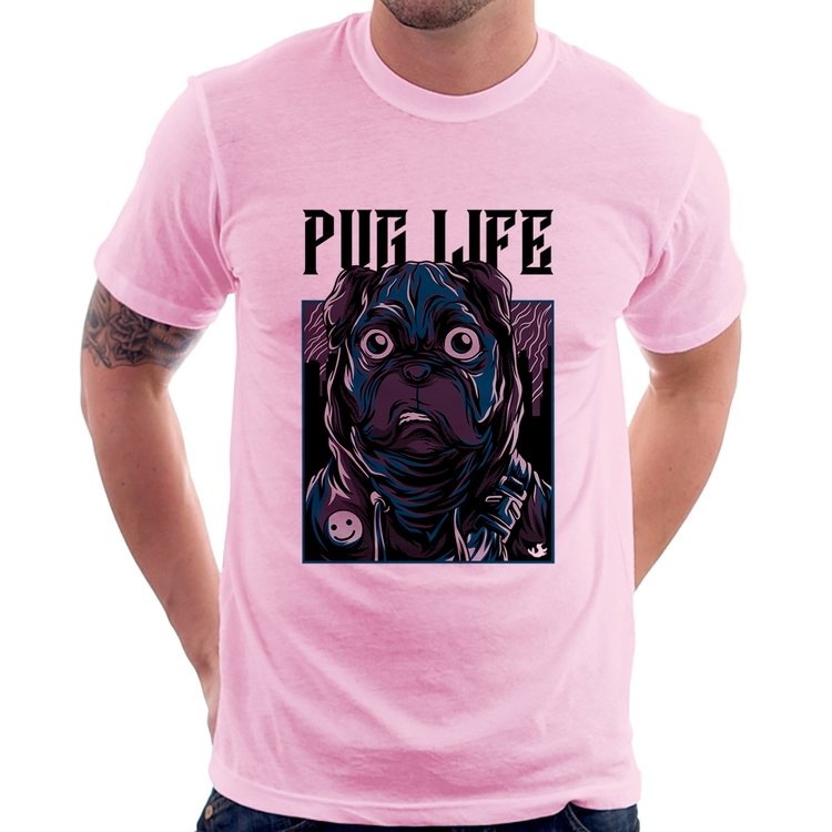 Camiseta Pug Life - Rosa Bebê