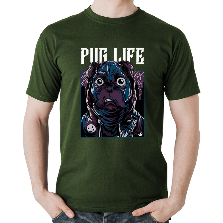 Camiseta Algodão Pug Life - Musgo