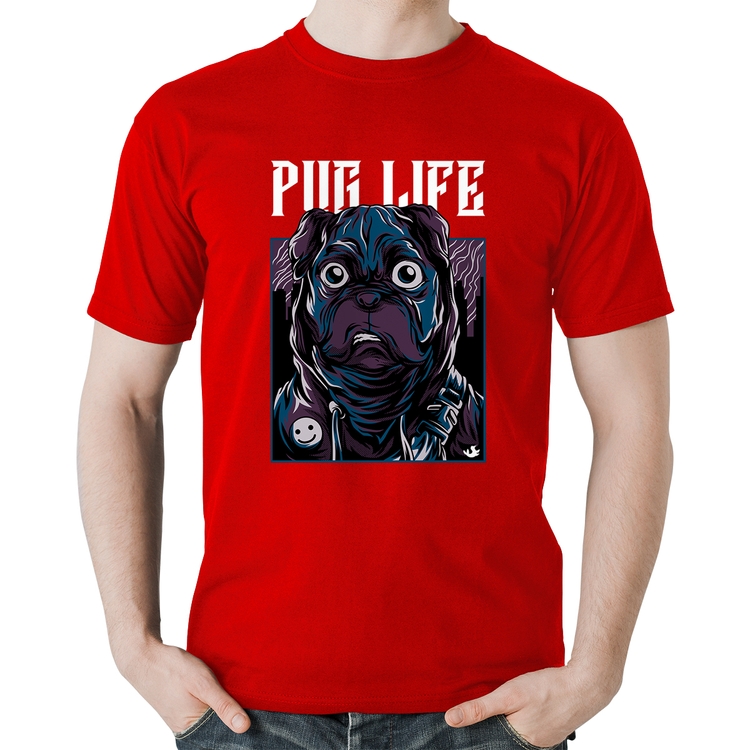 Camiseta Algodão Pug Life - Vermelha