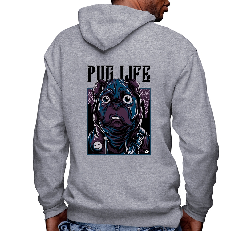 Blusa Moletom Pug Life Masculina com Capuz e Zíper - Mescla