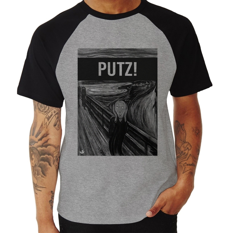 Camiseta Raglan PUTZ! - Cinza/Preto