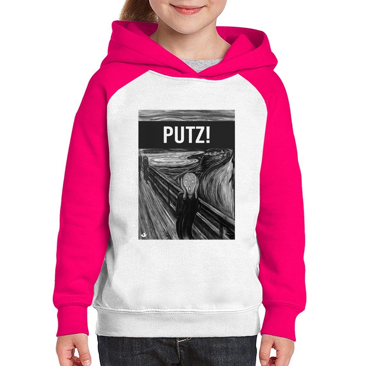 Moletom Infantil PUTZ! - Branco/Rosa