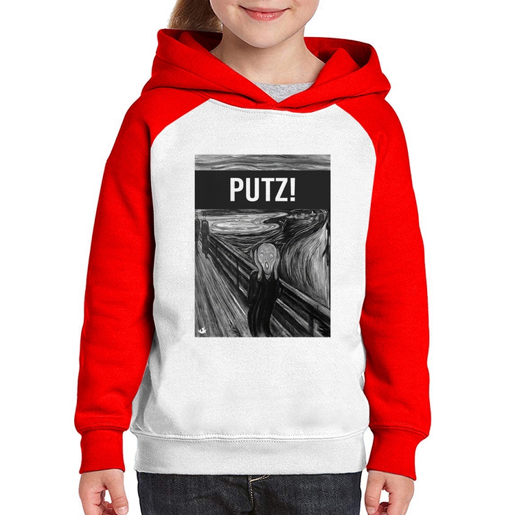 Moletom Infantil PUTZ! - Branco/Vermelho