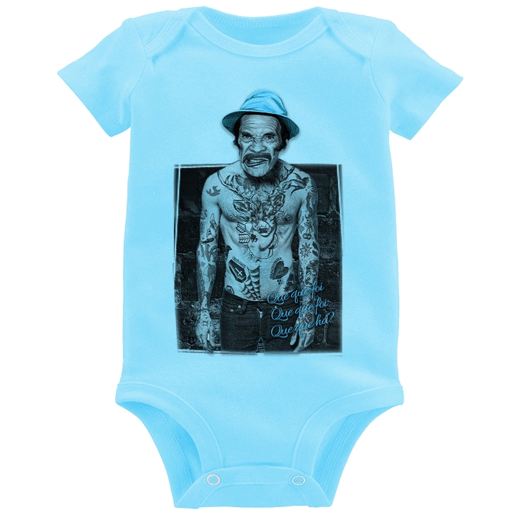 Body Bebê Que que foi, que que foi, que que há? - Azul Bebê