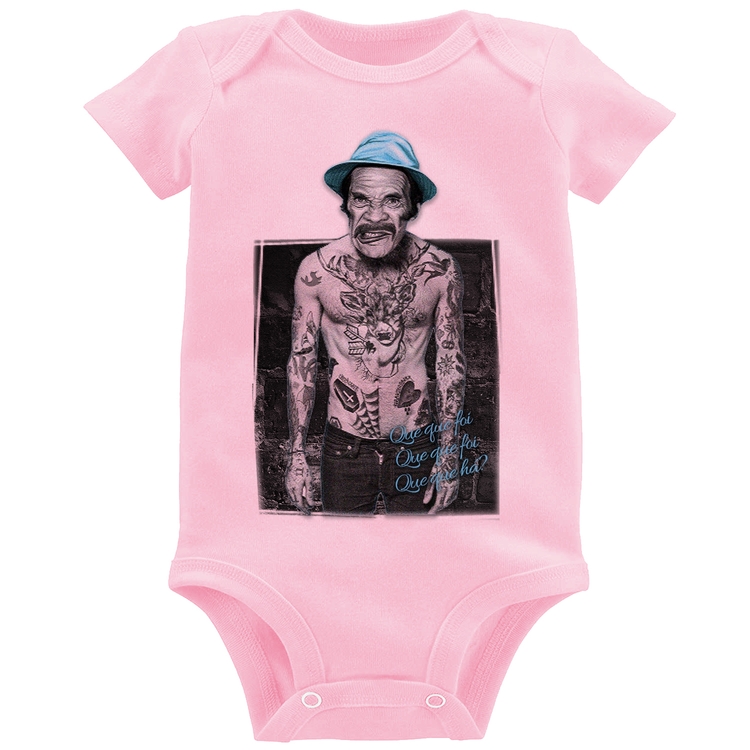 Body Bebê Que que foi, que que foi, que que há? - Rosa Bebê