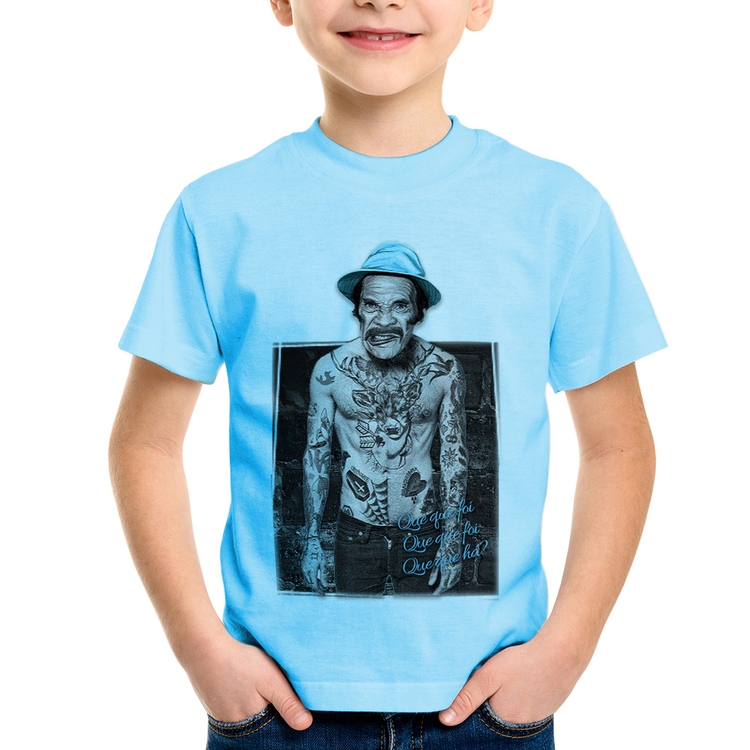 Camiseta Infantil Que que foi, que que foi, que que há? - Azul Bebê