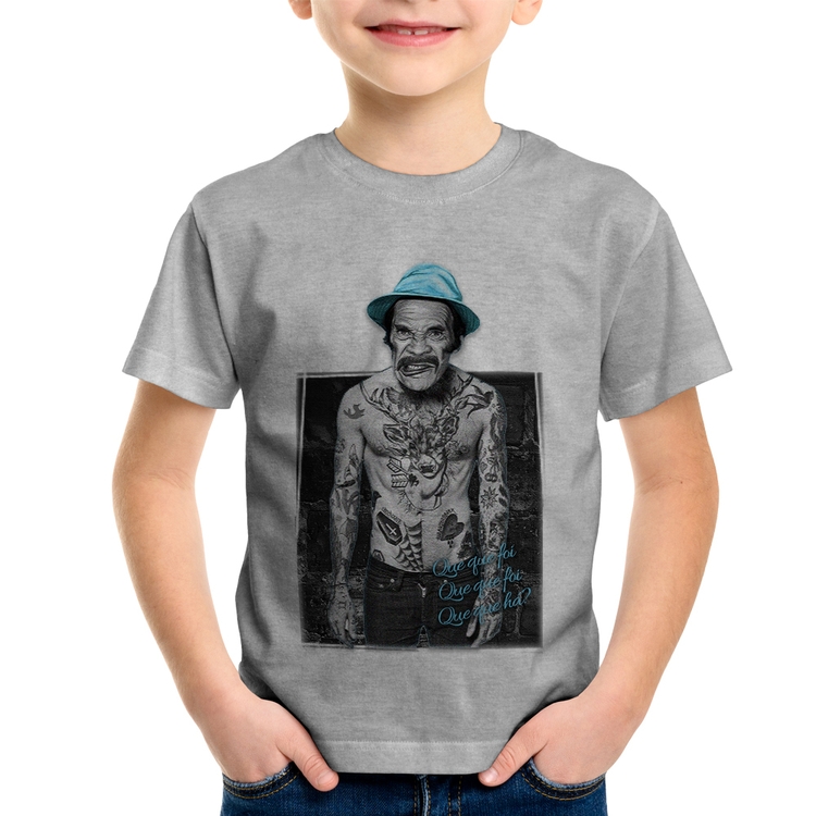 Camiseta Infantil Que que foi, que que foi, que que há? - Cinza