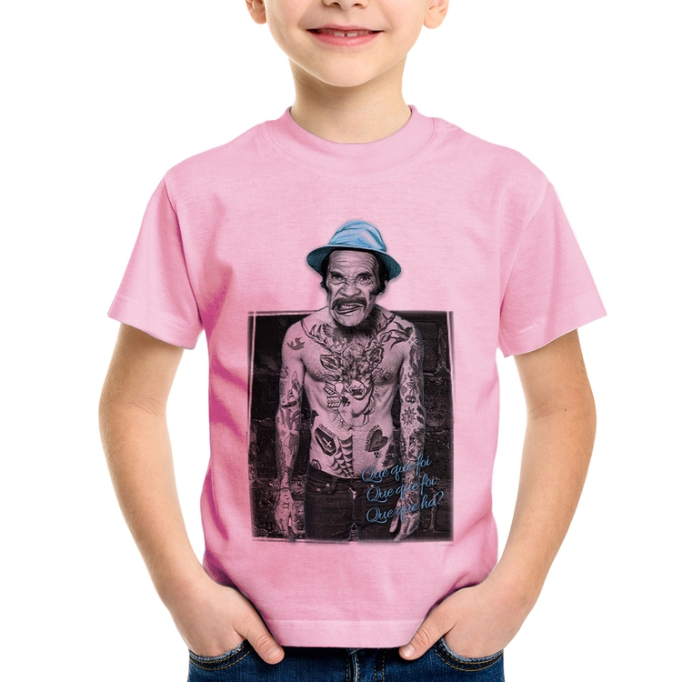 Camiseta Infantil Que que foi, que que foi, que que há? - Rosa Bebê