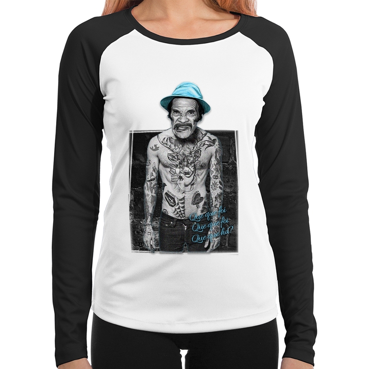 Baby Look Raglan Que que foi, que que foi, que que há? Manga Longa