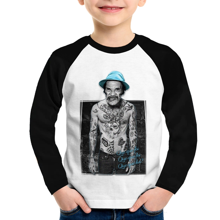 Camiseta Raglan Infantil Que que foi, que que foi, que que há? Manga Longa
