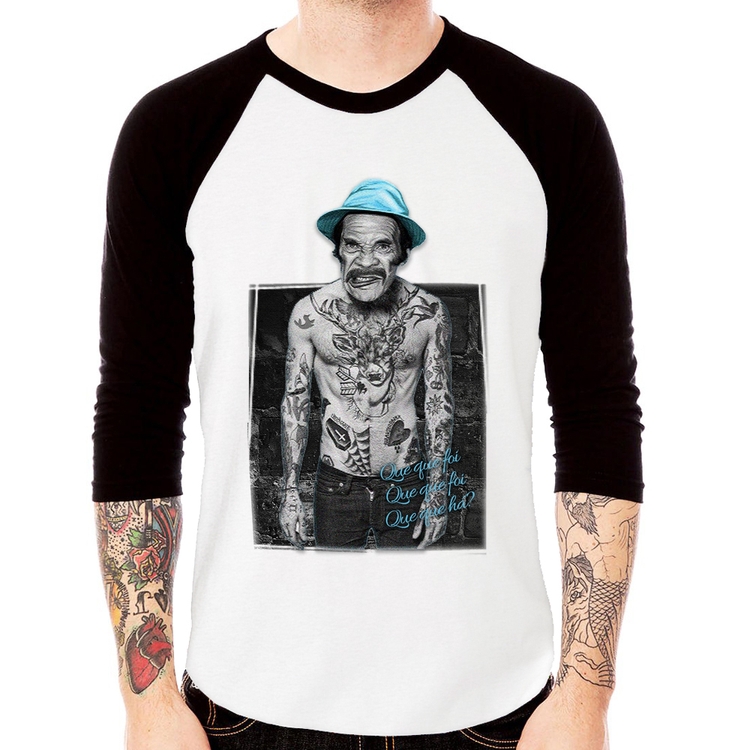 Camiseta Raglan Que que foi, que que foi, que que há? Manga 3/4