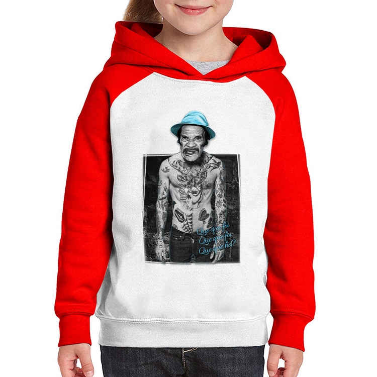 Moletom Infantil Que que foi, que que foi, que que há? - Branco/Vermelho