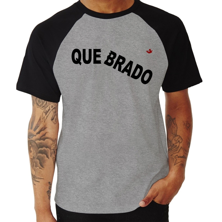 Camiseta Raglan Quebrado - Cinza/Preto