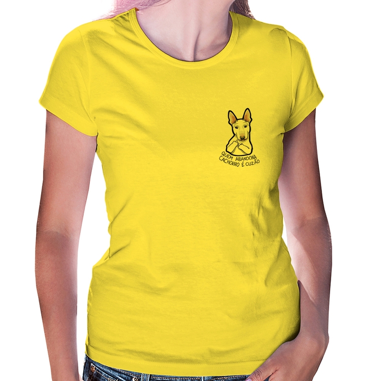 Baby Look Quem abandona cachorro é cuzão - Amarela