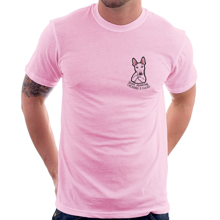 Camiseta Quem abandona cachorro é cuzão - Rosa Bebê