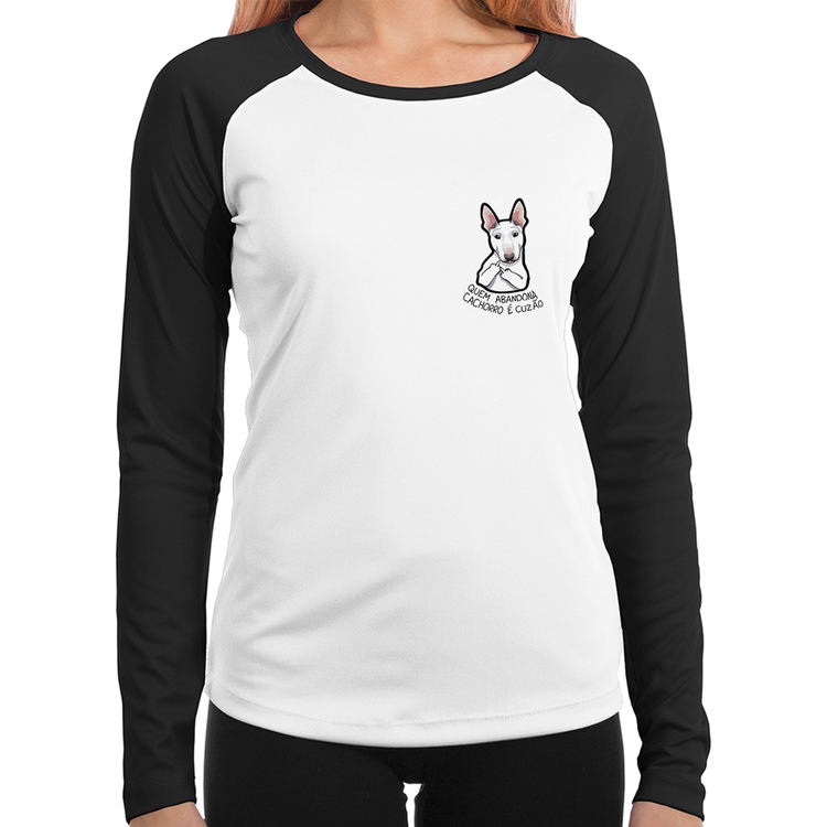 Baby Look Raglan Quem abandona cachorro é cuzão Manga Longa