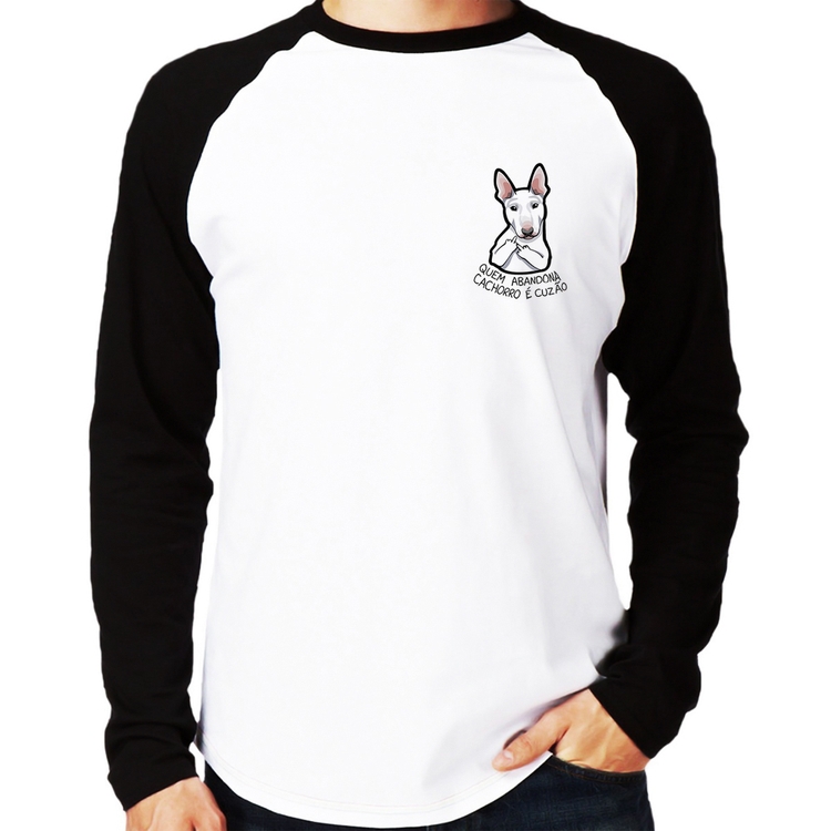Camiseta Raglan Quem abandona cachorro é cuzão Manga Longa
