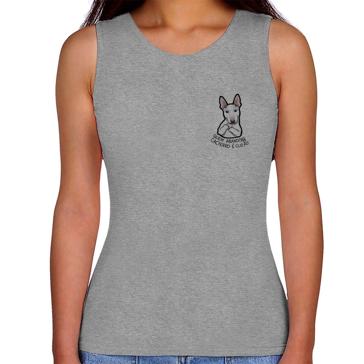Regata Feminina Quem abandona cachorro é cuzão - Cinza