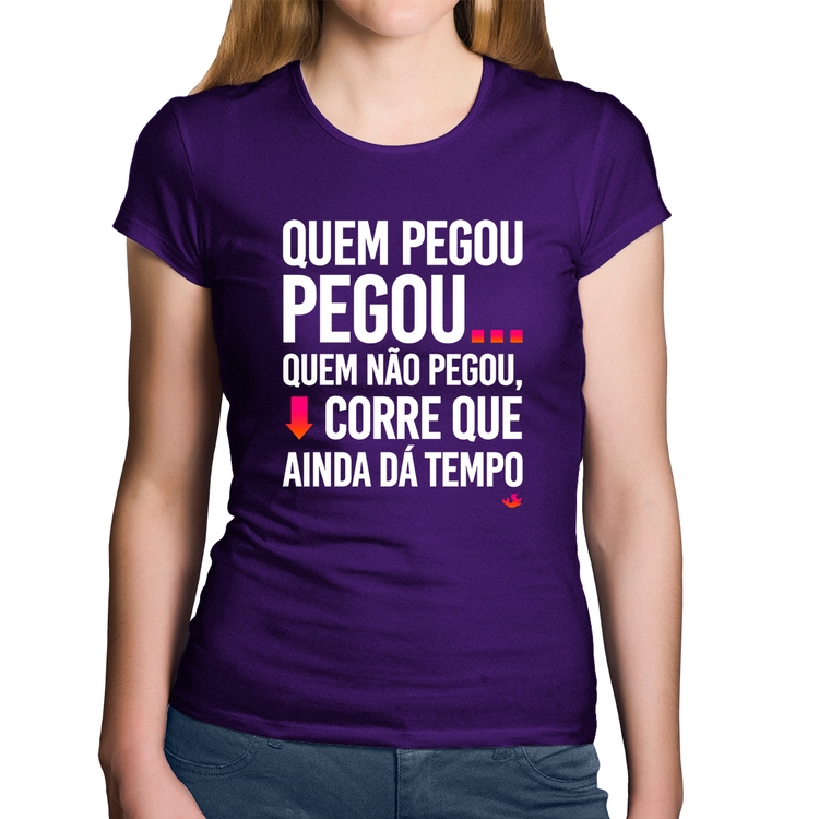 Baby Look Algodão Quem pegou, pegou - Roxa