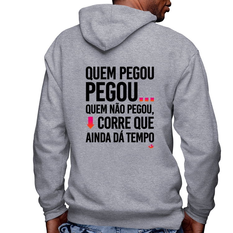 Blusa Moletom Quem pegou, pegou Masculina com Capuz e Zíper - Mescla