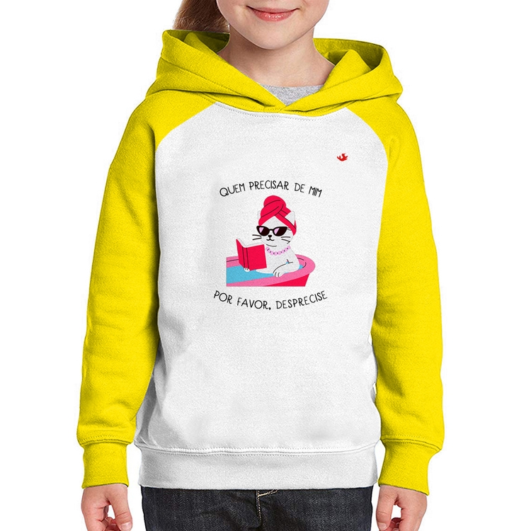 Moletom Infantil Quem precisar de mim, desprecise - Branco/Amarelo
