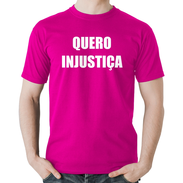 Camiseta Algodão Quero Injustiça - Rosa