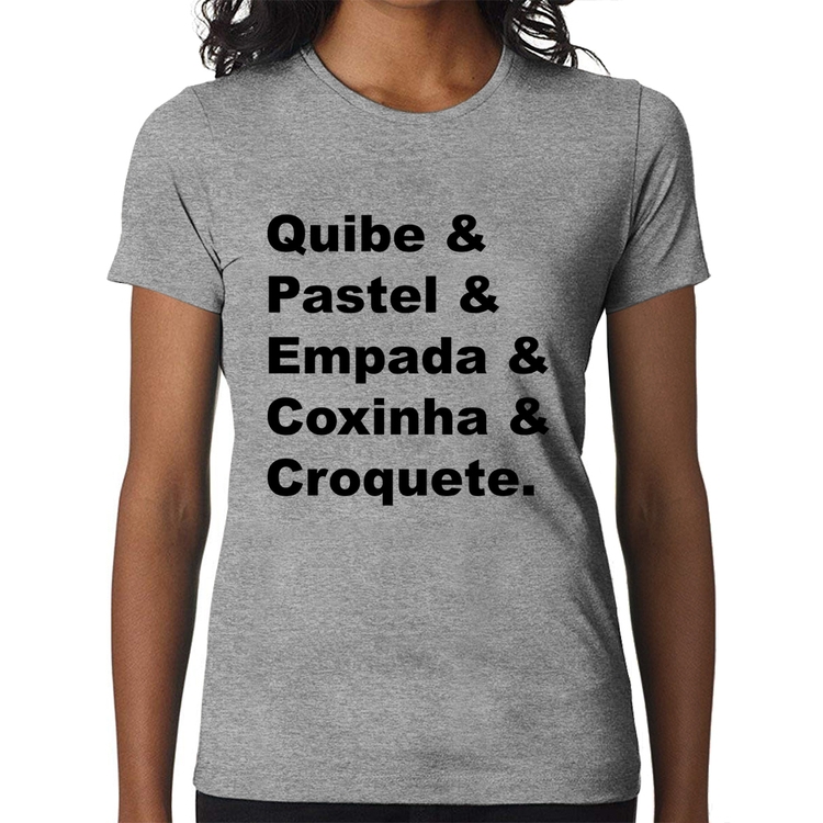 Baby Look Quibe & Pastel & Coxinha & Empada & Croquete - Cinza