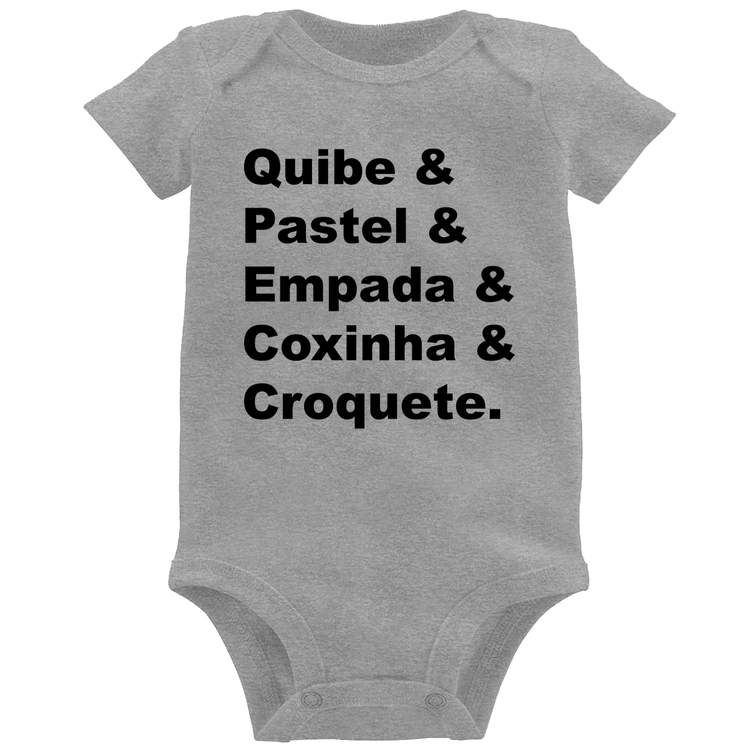 Body Bebê Quibe & Pastel & Coxinha & Empada & Croquete - Cinza