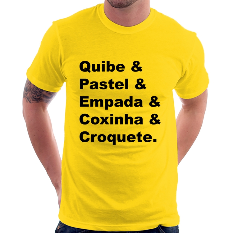Camiseta Quibe & Pastel & Coxinha & Empada & Croquete - Amarela