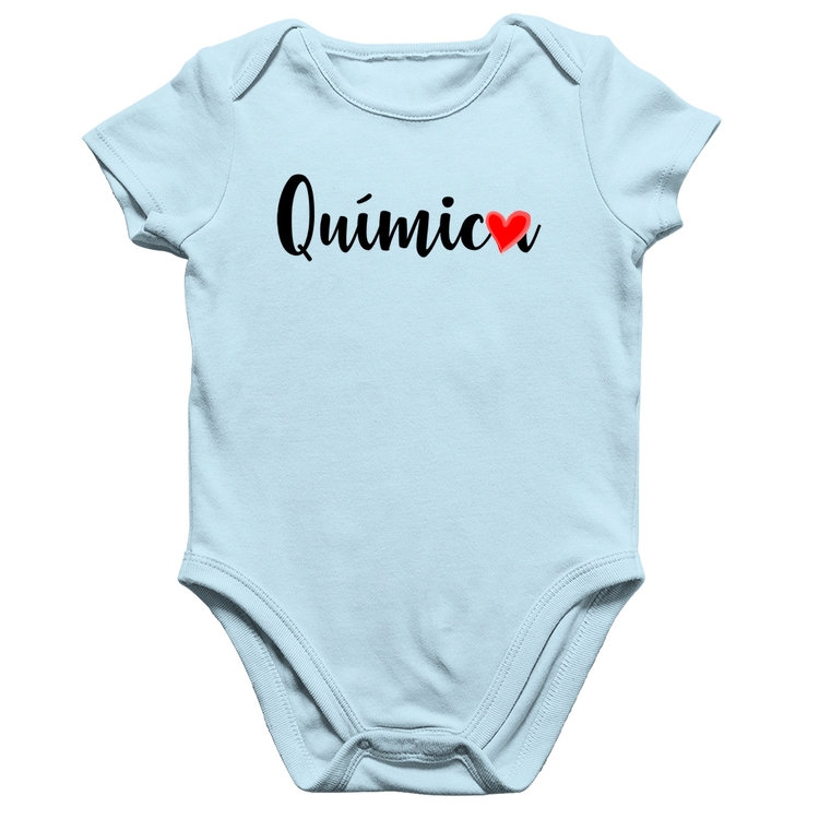 Body Bebê Algodão Química por amor - Azul Bebê