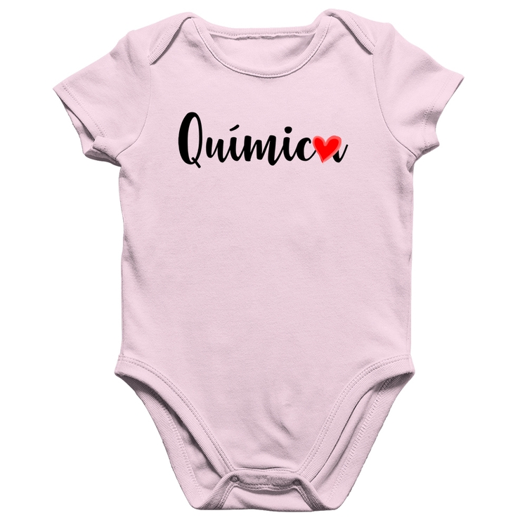 Body Bebê Algodão Química por amor - Rosa Bebê