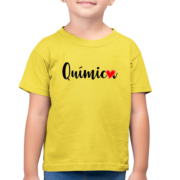 Camiseta Algodão Infantil Química por amor - Amarelo Canário