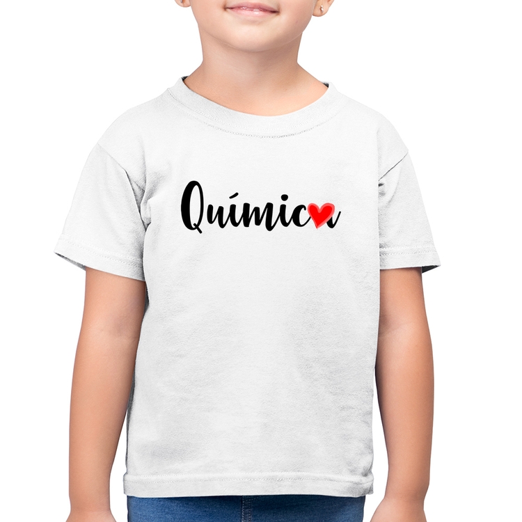 Camiseta Algodão Infantil Química por amor - Branca