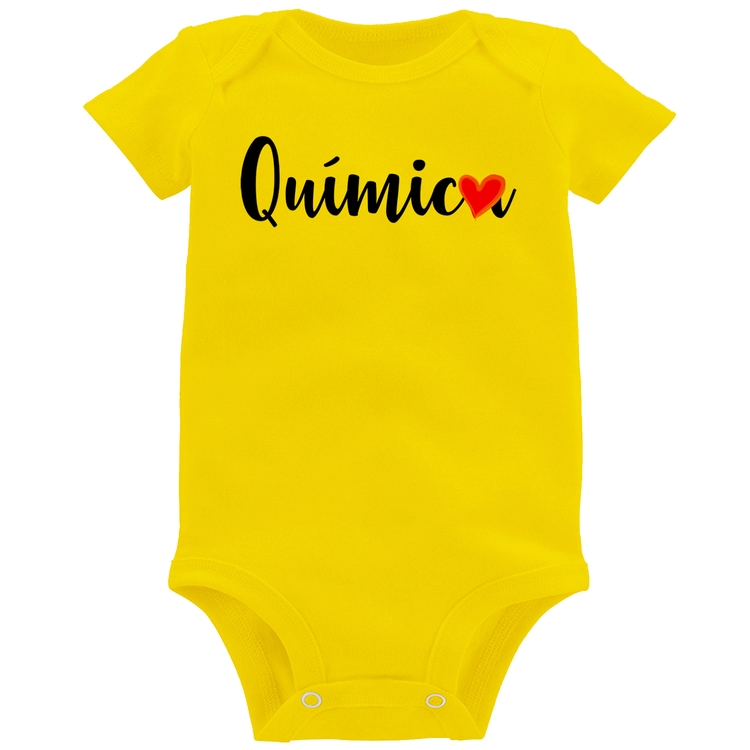 Body Bebê Química por amor - Amarelo