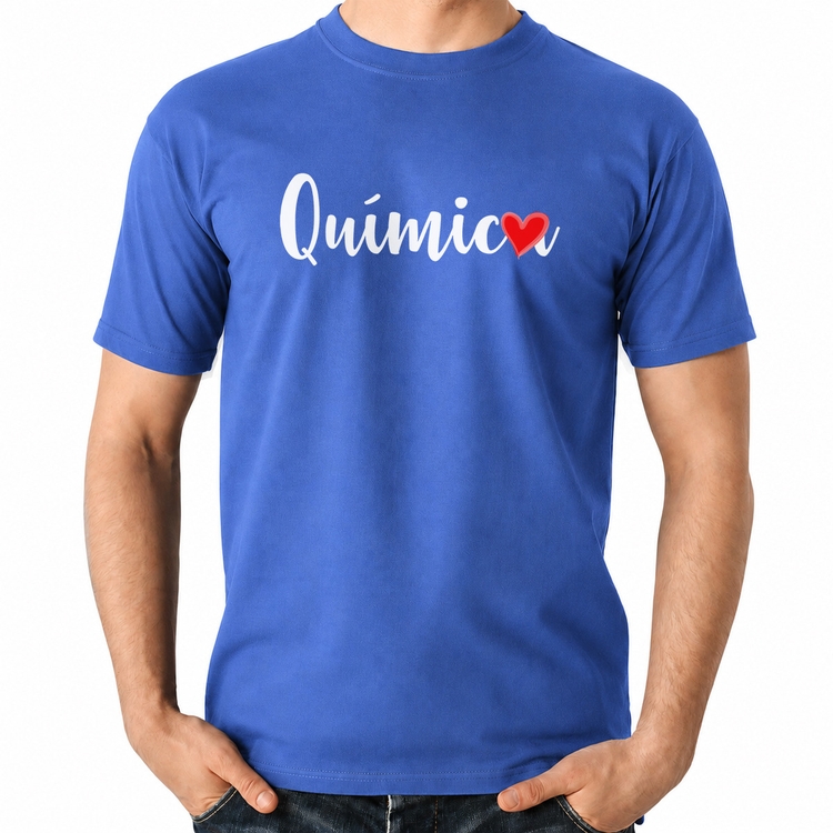 Camiseta Algodão Química por amor - Azul Royal