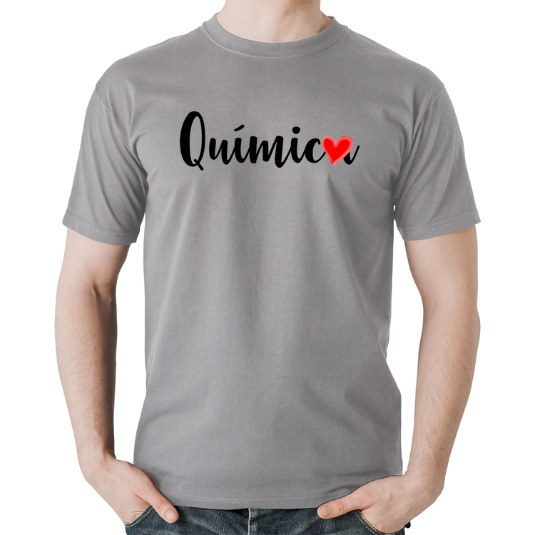 Camiseta Algodão Química por amor - Cinza