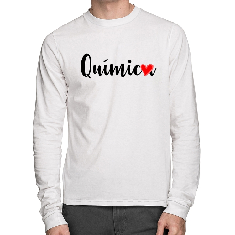 Camiseta Algodão Química por amor Manga Longa - Branca
