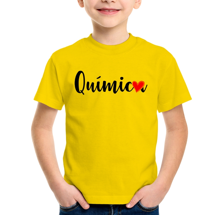 Camiseta Infantil Química por amor - Amarela