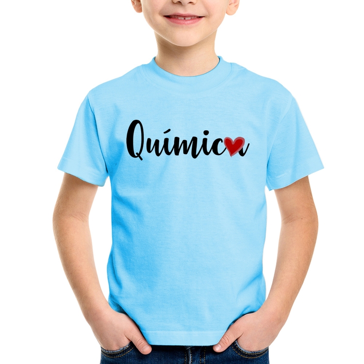 Camiseta Infantil Química por amor - Azul Bebê