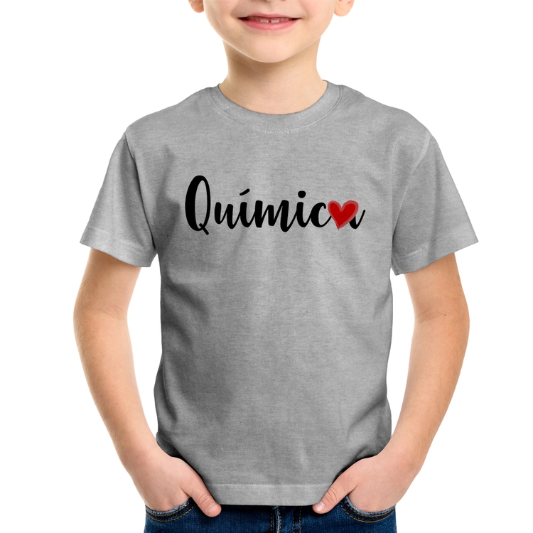 Camiseta Infantil Química por amor - Cinza