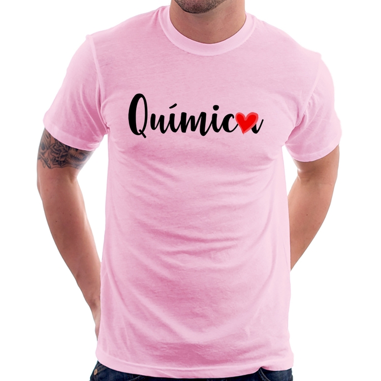 Camiseta Química por amor - Rosa Bebê